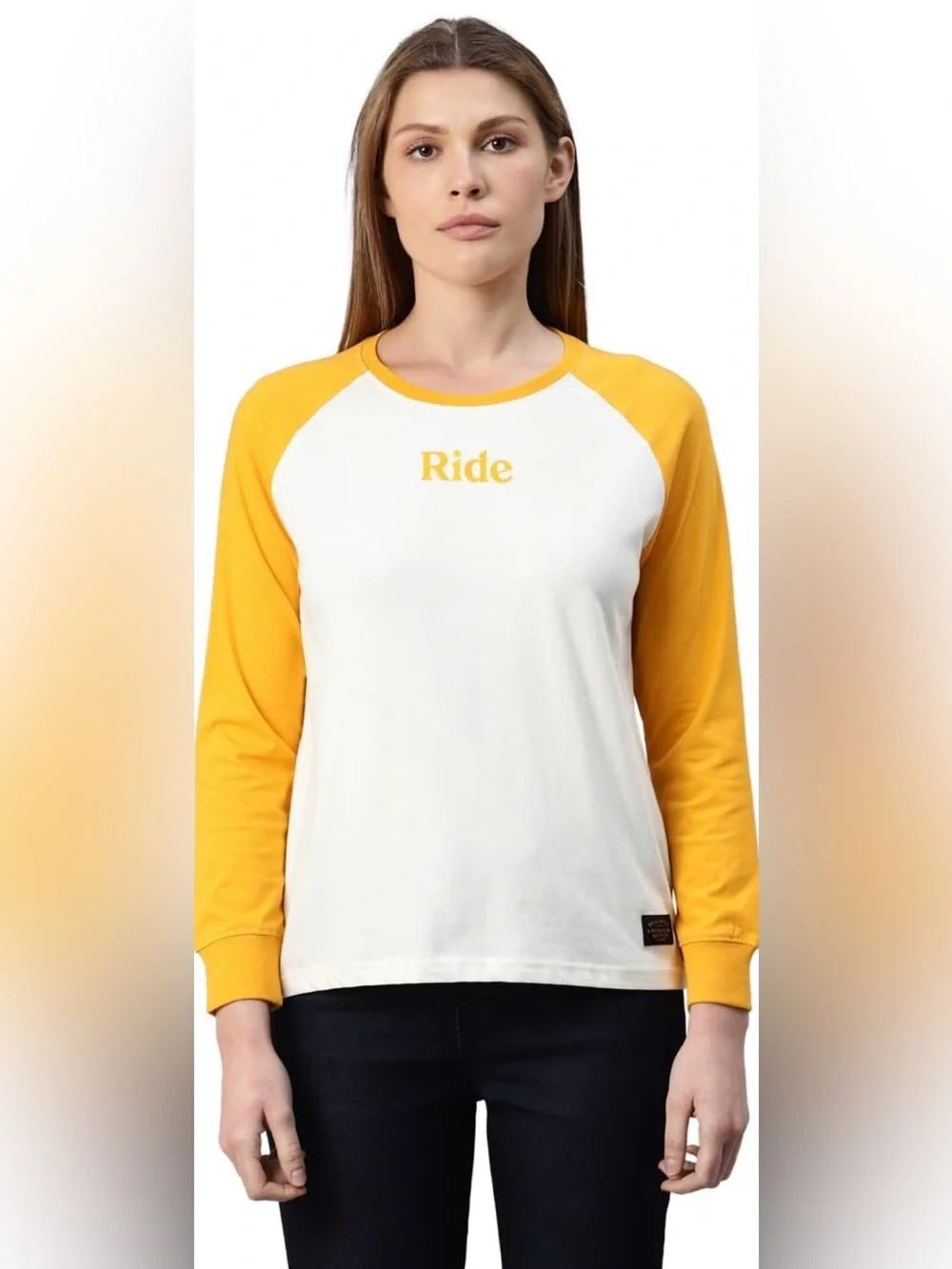 NWT Royal Enfield off White Womens Moto Dreams Raglan T-Shirt Premium Casual L